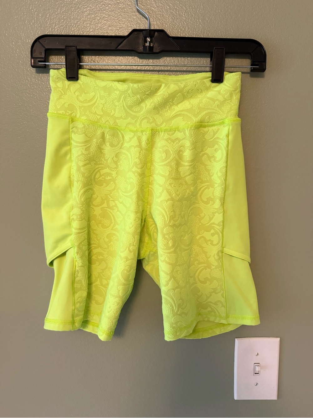 Adidas Textured Neon Yellow High-Waist Women’s Athletic Shorts